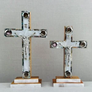 CRUZ DE TIERRA SANTA- CRISTALES CON BASE