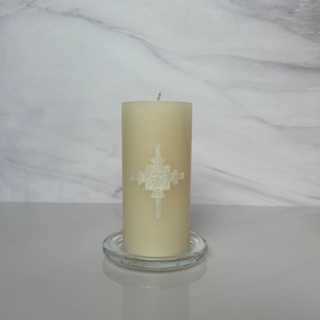 CIRIO MINI DE CRUZ EN COLOR MARFIL