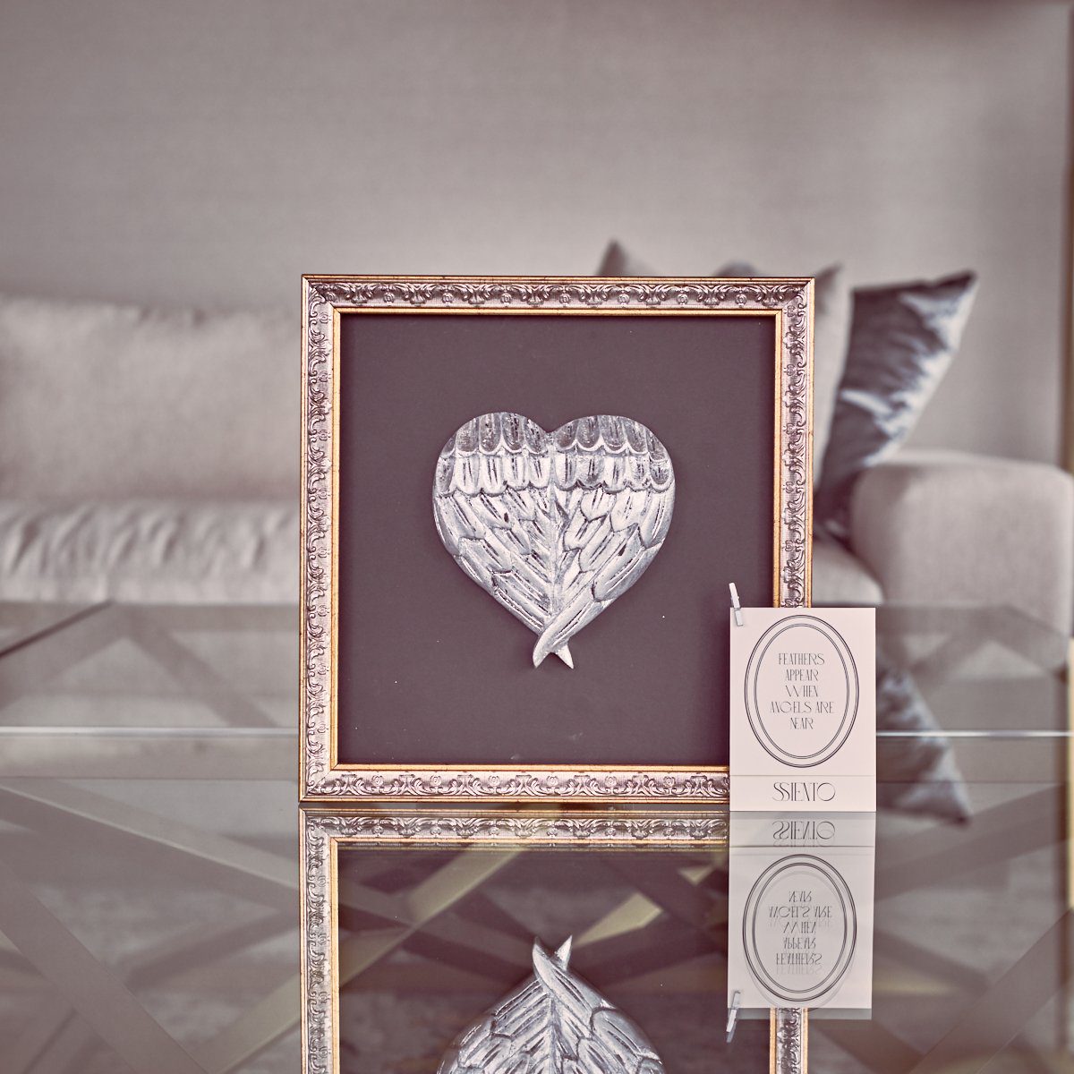 CORAZÓN DE ÁNGEL DORADO Y PLATEADO - Imagen 2