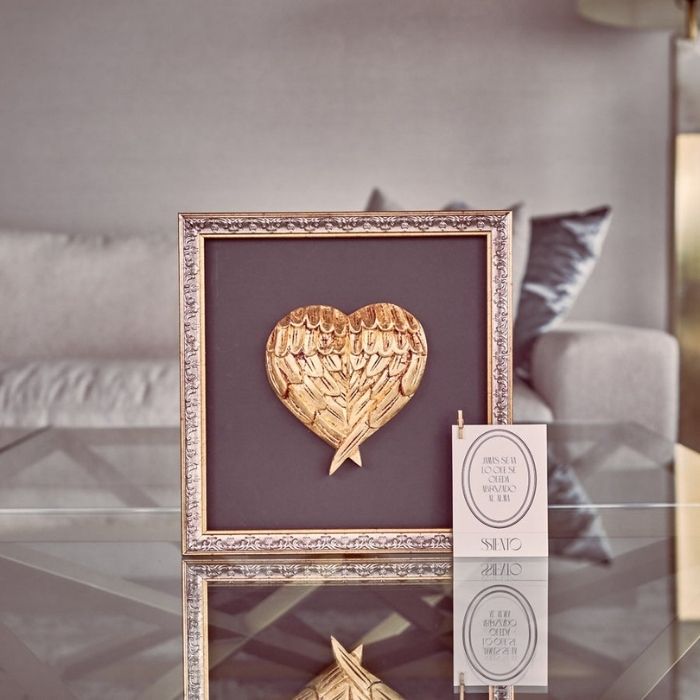 CORAZÓN DE ÁNGEL DORADO Y PLATEADO
